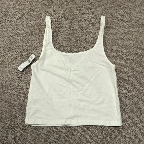 American Eagle Outfitters Cinched Cropped White Tank Top - Picture 2 of 2
